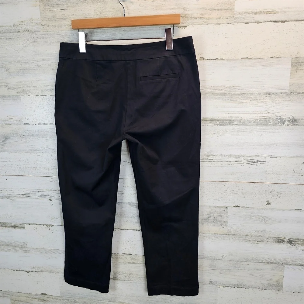 Eileen Fisher Organic Cotton Cropped Pants Black Stretch M Minimalist Classic
